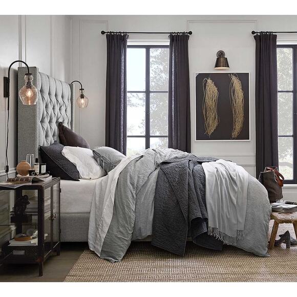 Pottery Barn Belgian Flax Linen duvet cover Flagstone Full/Queen $279 - Picture 3 of 5
